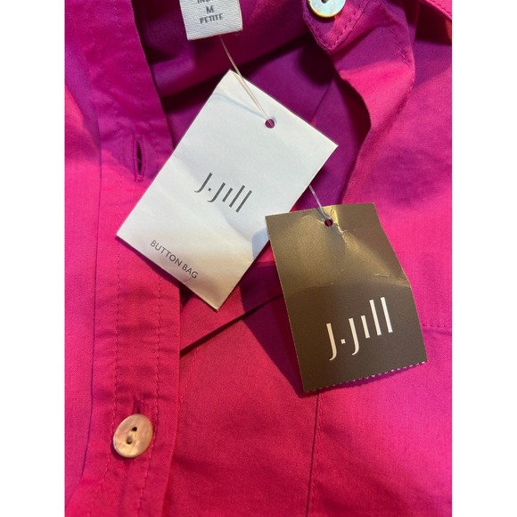 J Jill Pink Button Front Long Sleeve Pocket Shirt Women's Size Petite Med NWTags - Picture 4 of 10